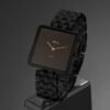 Missfiona MISSFOX 2177 Unisex Luxury Square Black Dial Quartz Watch - Gold